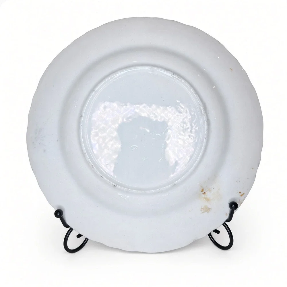 Vintage White Scalloped Edge Ceramic 9 Inch Plate Farmhouse Decor